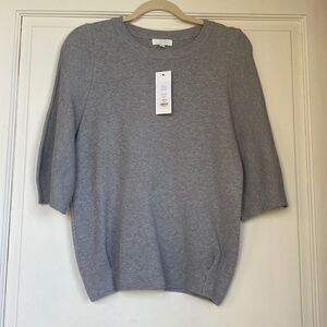 NEW WtTag Gray Crew Neck Seater With Pin Tuck Detail By Jade